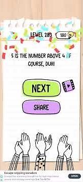 Brain Test Level 283 What is the number above 4 Walkthrough Solution
