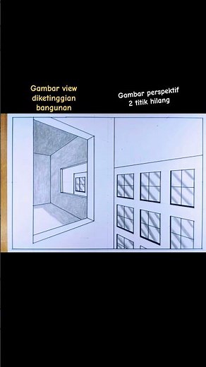 gambar view diketinggian gedung | perspektif 2 titik hilang | tutorial gambar perspektif | #shorts