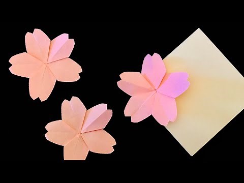 Easy Sticky Note Origami Flower Cherry Blossom, flores de origami, origami de flor, Diy Paper Crafts