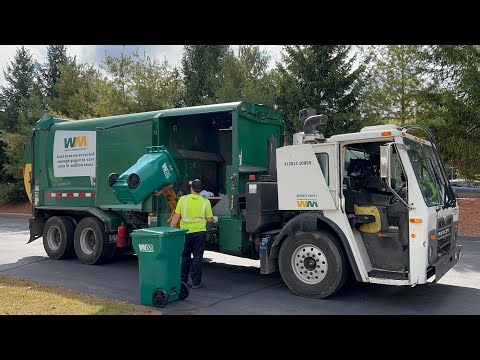 WM Mack Garbage Truck VS Brand New Condo Trash Cans