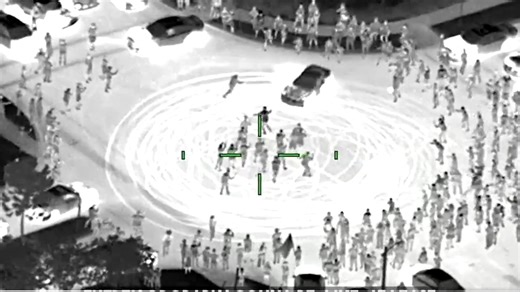 Street takeover seen from drones over Florida intersection