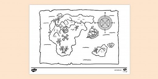 Treasure Island Map Colouring Sheet