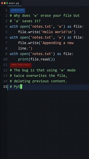 Wait, Python Does This?: Why does 'w' erase your file but 'a' saves it?