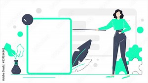 businesswoman presentation animated illustration. business animation video Stock Video