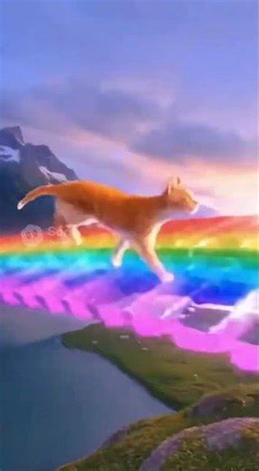 A Cat Running on a Rainbow Road 🌈🐱