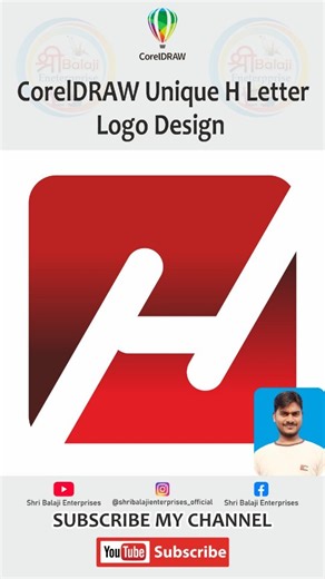 Shri Balaji Enterprises on Instagram: "CorelDRAW Unique H Letter Logo Design . . . . . . . . . . . . #coreldraw #viral #graphicdesign #trending #tutorial #reels #shorts #reelviral #coreldrawtutorial #logodesign #explorepage✨"