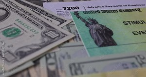 United States Treasury check with applying for a on 7200 form advance payment Coronavirus economic impact stimulus payments US currency