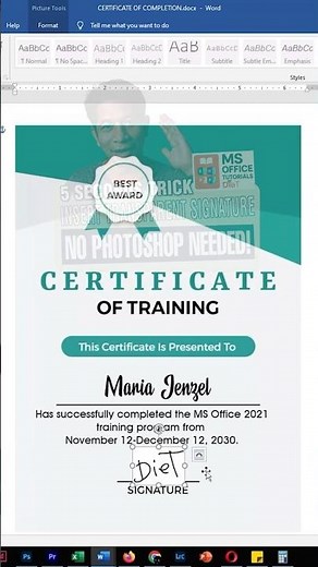 How to Insert Transparent Signature in MS Word 5 Second Trick You Must Know! 9x16 💻✍️