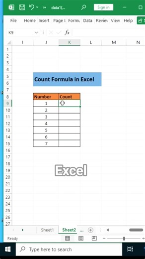 Count formula in excel|excel shortcut keys|excel tips #shorts