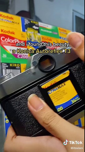 my first ever slr film camera 🤩 #filmcamera#konica#slrcamera