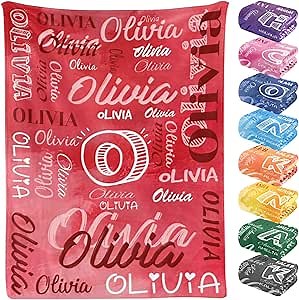 Custom Blanket Personalized Throw Blanket Customized Blankets with Name Text for Adult Kid Birthday