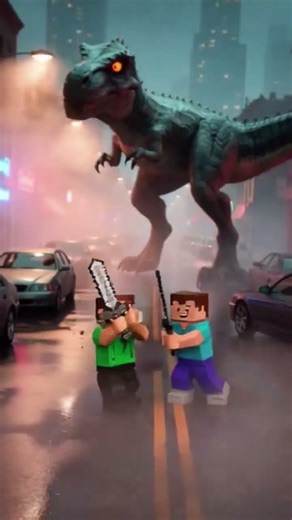 🧱⚔️ A group of Minecraft warriors face a terrifying T-Rex.The final battle begins 🦖#minecraft#short