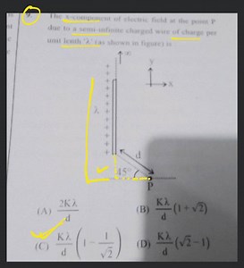 The x-component of electric field at the point P due to a semi-... | Filo