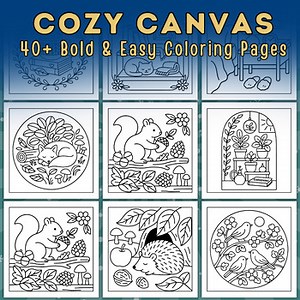 Bold and Easy Cozy Canvas Coloring Pages: 40  Printable Coloring Sheets PDF