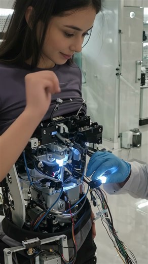 Real or AI? Lab Precision Upgrade: Calibrating Humanoid Androids #robotics #android #shorts
