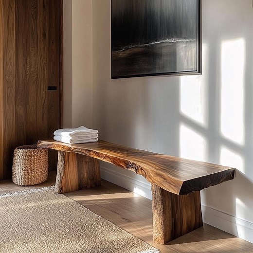 Live Edge Walnut Bench: Handmade Rustic Wood Entryway Seating - Etsy