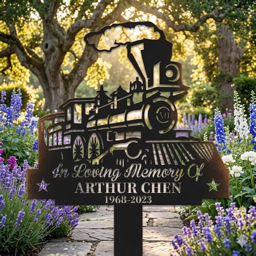 Personalized Train Memorial Stake, Custom Metal Sign, Train Loss Remembrance (dad, Mom) - Etsy