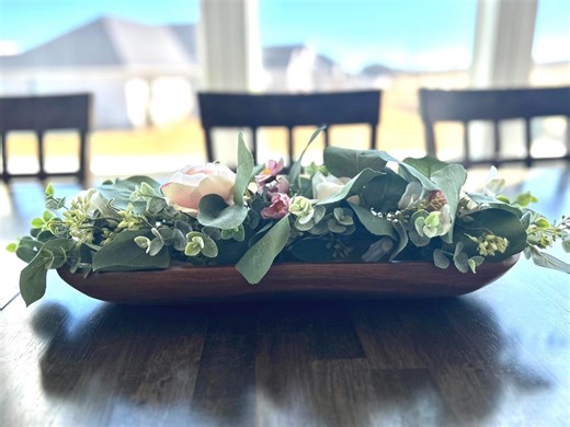 Spring & Summer Centerpiece, Eucalyptus and Roses Floral Table Swag,pink White Tablescapes - Etsy
