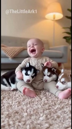 Baby Attack! Swarmed by Fluffy Husky Puppies 😱💕 #shorts