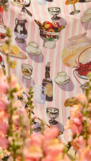 Introducing the Still Life print, where art and everyday living meet. Known as the pioneer of modern Australian art, Margaret Preston was celebrated for her bold use of colour, pattern and form — and this special print is no exception! A vibrant still life of hand-painted tablewares dances across candy-pink and white stripes, bringing a touch of painterly magic to your setting. It invites good food, great company, and a little everyday artfulness! Explore the new Kip&Co x Margaret Preston collec