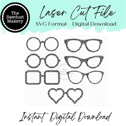 Eye Glasses Embellishment Laser Cut SVG File | Nerdy Glasses SVG | Laser SVG File | Glowforge | Embellishment Laser File - Etsy