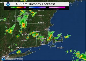 4.1K views · 105 reactions | Scattered showers and t-storms are expected this afternoon. Here is a forecast radar loop for how the storms may develop and move across SNE . A few strong storms are possible with heavy rainfall the primary threat. | US National Weather Service Boston MA | Facebook