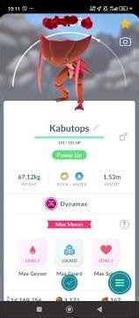PoGo - Evolved highest IV Dynamax Kabuto into Kabutops #pogo #evolution #dynamax #kabuto #kabutops