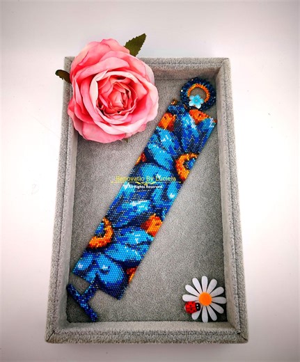 Blue Flowers Peyote Pattern- Evencount Peyoted Pattern | Peyote Bracelet Seed Bead Pattern |peyote Beaded Pattern Peyote Pattern - Etsy