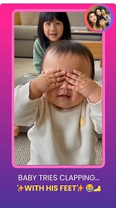 Baby Claps With His Feet Instead 😂🦶 Sister started clapping her hands happily, and baby tried copying her… but instead of clapping hands, he clapped his feet together and burst into giggles 😂 Sister laughed so hard she couldn’t continue! AI Disclosure: This video is AI-generated using Sora-2, featuring Chinese AI siblings speaking English. Created for entertainment and storytelling purposes. #SuperFunny #BabyGiggles #ChineseSiblings #SiblingComedy #AIVideo #Sora2 #CuteKids | Baby & Parents Fu