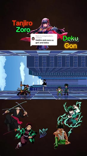 Replying to @erickgalicia963 SwordsMan VS Fighter #tanjiro #zoro #deku #gonfreecs #animetiktok