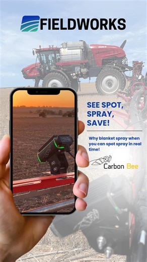 Fieldworks SA on Instagram: "See Spot, Spray, Save! Why blanket spray when you can spot spray in real time! Carbon Bee’s SmartStriker X Camera System detects and targets weeds at up to 20 km/h, meaning you get the right dose in the right place, every pass. With finance from 2.99% with no up front costs now is the time to act! Contact Fieldworks today to book your infield demo and watch it work. . . . #FieldworksSA #CarbonBee #SmartSpraying #GreenOnGreen #PrecisionAg #WeedControl #SprayTech"