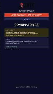 GATE 2027 Study Plan | Week 7 | Combinatorics | 2026-05-20