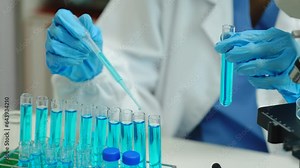 Close up scientist conducting precise virus lab test, scientific methodology, microbiologist conducting virus detection and testing in progress