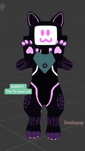 QWERTY's one of my older OC's, I turned him into an anthro this weekend on my soap cat base!#3dfurry #3dartists #vrchatavatarcreator #soapcats #vrchatavatar #3dartist #vrchat #avatarbase #tvheadocs #vrchatfurryavatars