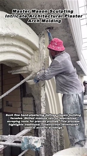 Master Mason Sculpting Intricate Architectural Plaster Arch Molding