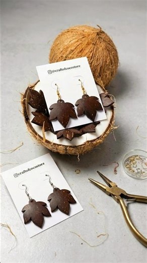 🌴✨ Beautiful Coconut Shell Earrings | connective shell craft🥥 #shortsfeed #diy #shorts #craft