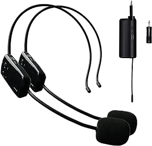 Wireless Microphone Headset for 2 People, 160 ft Range,2.4G Dual Wireless Headset Mics Ideal for Speakers, Voice Amplifier, PA System, Teacher, Tour Guides, Fitness Instructor