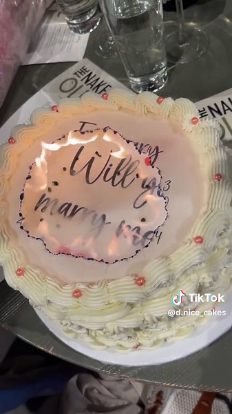 Unique Engagement Proposal Cake with Hidden Message