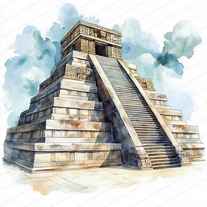 16 Aztec Temple Clipart | Aztec Pyramid | Printable Watercolor Clipart | High Quality Jpgs | Digital Download | Paper Craft | Junk Journals - Etsy