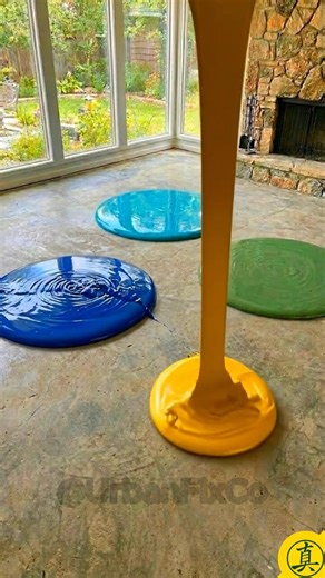 Emerald & Gold Vein Epoxy Floor in Sunlit Living Space ✨