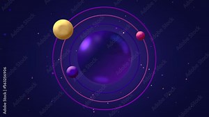 A Purple Planet In Deep Space With Three Moons, Planets Of The Solar System, Cartoon Space Travel And Exploration, Digital 3D Background - 4K Resolution