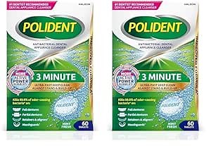 Polident 3 Minute Antibacterial Dental Appliance Cleanser Tablets, 60 Count (Pack of 2)