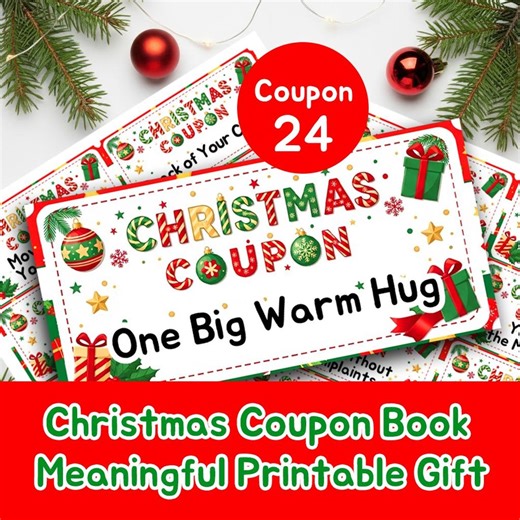 Christmas Coupon Book Printable – 24 Romantic and Fun Coupons for Couples & Family | Instant Download - Etsy