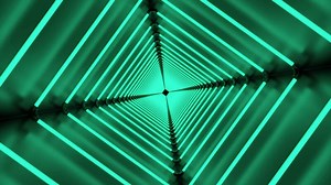 Green background.Design. An abstraction in which green squares compose a corridor and move forward at an angle.