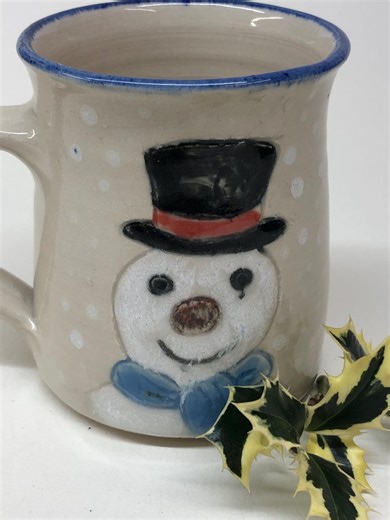 Handmade Unique Ceramic Christmas Mug With Snowman Design - Etsy