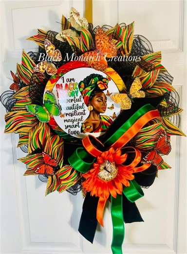 Black History Month Wreath, Diva Wreath , Juneteenth Wreath, Deco Mesh Wreath, Door Hanger Wreath, Wall Art - Etsy
