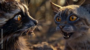 Two Animals in a Dramatic Confrontation Scene