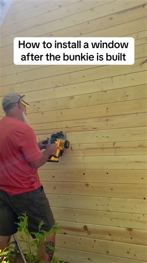 How to install a window after the bunkie was built! #logcabin #fyp #bunkie #lincolnlogs #build | Bunkie Life