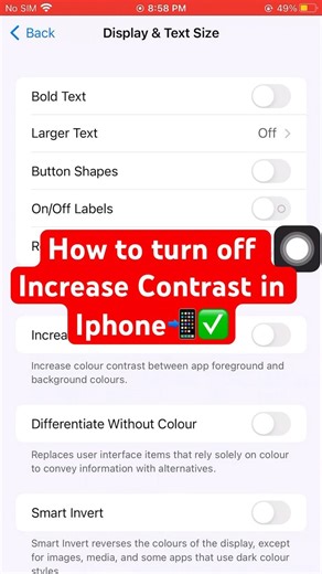 How to turn off Increase Contrast in Iphone📲✅ #iphone #increase #contrast #display #tutorial