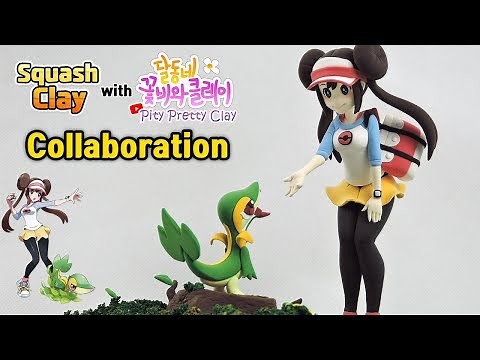 Pokémon Clay Art - Rosa Trainer and Snivy Pokémon Diorama